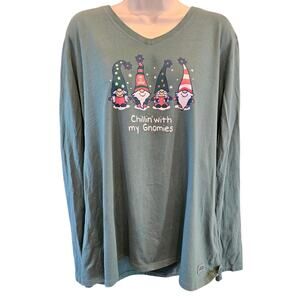 LIG Chillin' with my Gnomies Fam Long Sleeve Crusher Christmas holiday top XL
